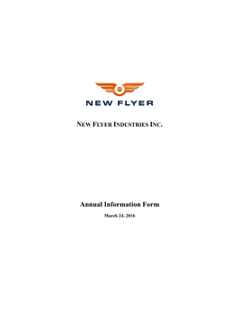 NEW FLYER INDUSTRIES INC. Annual Information Form