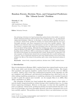 Random Forests, Decision Trees, and Categorical Predictors: the “Absent Levels” Problem