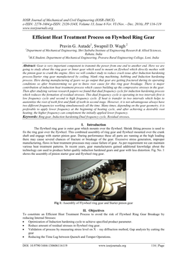 Efficient Heat Treatment Process on Flywheel Ring Gear