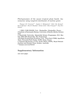 Nonaceae Using Targeted Enrichment of Nuclear Genes Supplementary