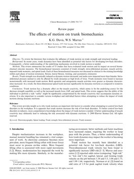 The Effects of Motion on Trunk Biomechanics