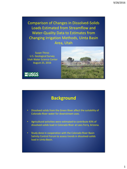 Salinity Loads and Trends in the Duchesne River Basin and Parts of the Middle Green River Basin, Utah