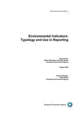 Environmental Indicators: Typology and Use in Reporting