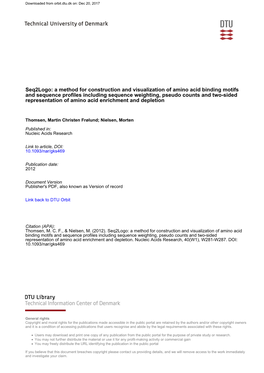 Seq2logo: a Method for Construction and Visualization of Amino Acid Binding Motifs and Sequence Profiles Including Sequence Weig