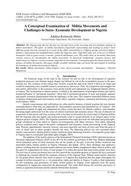Economic Development in Nigeria