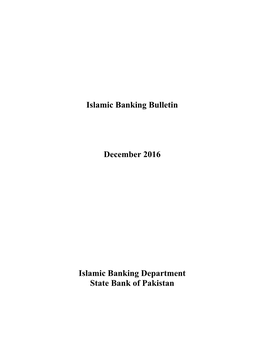 Islamic Banking Bulletin December 2016