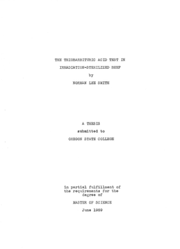 THE THIOBARBITURIC ACID TEST in IRRADIATION-STERILIZED BEEF By