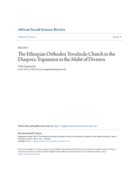 The Ethiopian Orthodox Tewahedo Church in the Diaspora