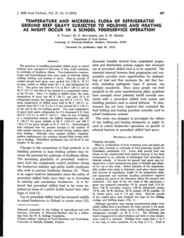 Temperature and Microbial Flora of Refrigerated Ground Beef Gravy