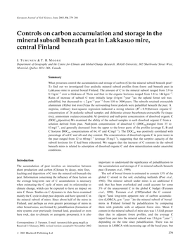 Controls on Carbon Accumulation and Storage in the Mineral Subsoil Beneath Peat in Lakkasuo Mire, Central Finland