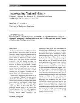 Interrogating National Identity Ethnicity, Language and History in K.S