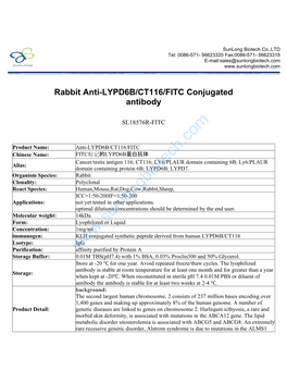 Rabbit Anti-LYPD6B/CT116/FITC Conjugated Antibody-SL18576R-FITC