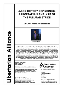 Labor History Revisionism: a Libertarian Analysis of the Pullman Strike