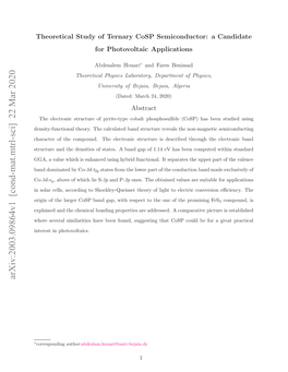 Theoretical Study of Ternary Cosp Semiconductor