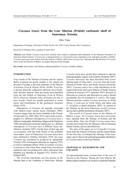 Cruziana Traces from the Late Silurian (Pridoli) Carbonate Shelf of Saaremaa, Estonia