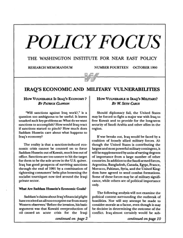 Policyfocus the Washington Institute for Near East Policy