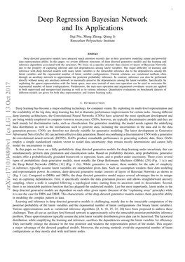 Deep Regression Bayesian Network and Its Applications Siqi Nie, Meng Zheng, Qiang Ji Rensselaer Polytechnic Institute