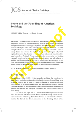 Peirce and the Founding of American Sociology