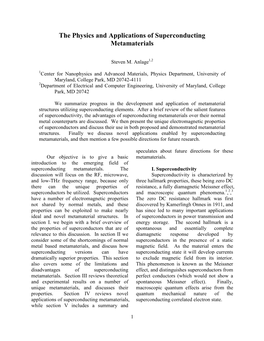 The Physics and Applications of Superconducting Metamaterials