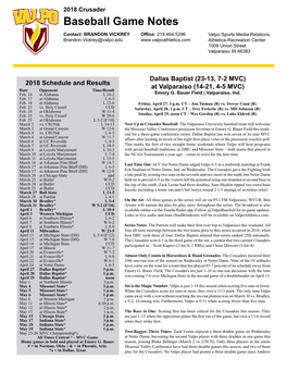 Baseball Game Notes