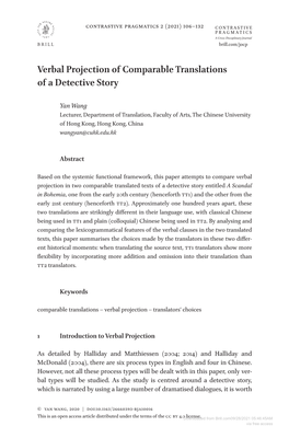 Verbal Projection of Comparable Translations of a Detective Story