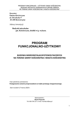 Program Funkcjonalno-Użytkowy