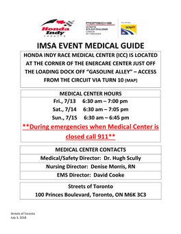 Imsa Event Medical Guide