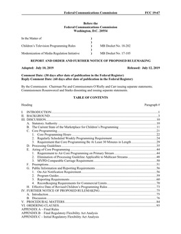 Federal Communications Commission FCC 19-67 Before the Federal Communications Commission Washington, D.C. 20554 in the Matter Of