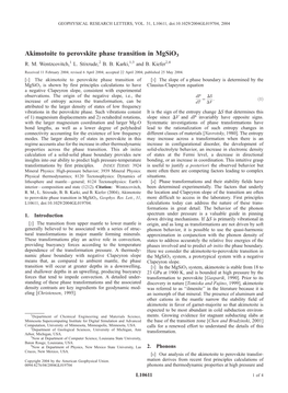 Akimotoite to Perovskite Phase Transition in Mgsio3 R