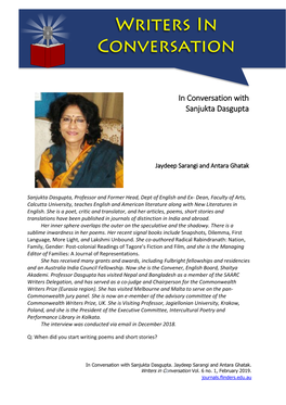 In Conversation with Sanjukta Dasgupta