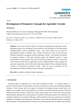 Development of Symmetry Concepts for Aperiodic Crystals