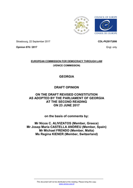 Georgia Draft Opinion on the Draft Revised Constitution