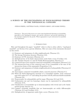 A Survey of the Foundations of Four-Manifold Theory in the Topological Category