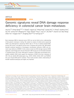 Genomic Signatures Reveal DNA Damage Response Deficiency In