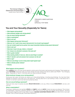 FAQ042 -- You and Your Sexuality (Especially for Teens)