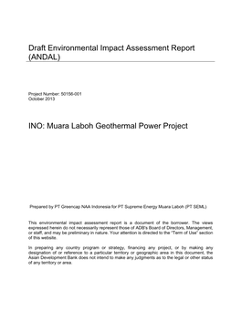 50156-001: Muara Laboh Geothermal Power Project