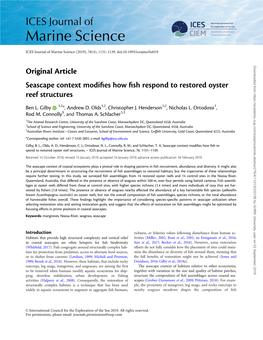 Original Article Seascape Context Modifies How Fish Respond to Restored Oyster Reef Structures