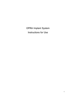 OPRA Implant System Instructions for Use