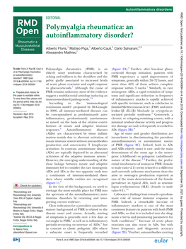 Polymyalgia Rheumatica: an Autoinflammatory Disorder?