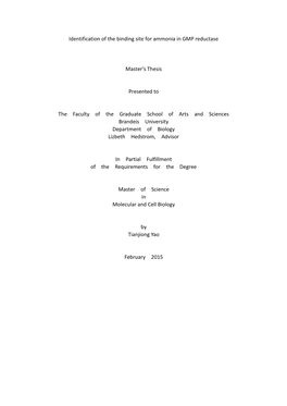 Identification of the Binding Site for Ammonia in GMP Reductase