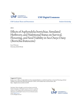 Effects of Asphondylia Borrichiae, Simulated Herbivory, and Nutritional Status on Survival, Flowering, and Seed Viability In