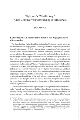 Nāgārjuna's “Middle Way”: a Non-Eliminative Understanding of Selflessness