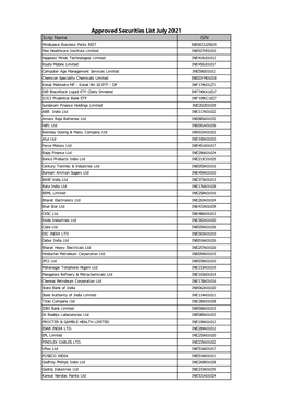 Approved Securities List July 2021