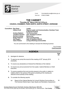 The Cabinet Agenda
