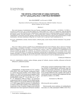 THE CRYSTAL STRUCTURE of COBALTARTHURITE, Co2+Fe3+ 2