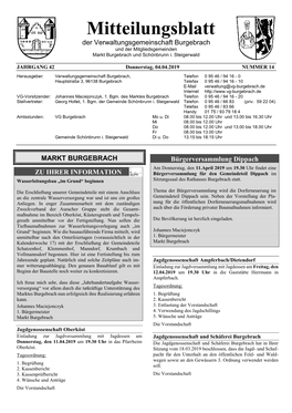 Mitteilungsblatt Der Verwaltungsgemeinschaft Burgebrach Und Der Mitgliedsgemeinden Markt Burgebrach Und Schönbrunn I