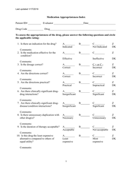 Medication Appropriateness Index