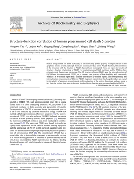 Structure–Function Correlation of Human Programmed Cell Death 5 Protein