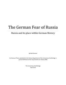 The German Fear of Russia Russia and Its Place Within German History