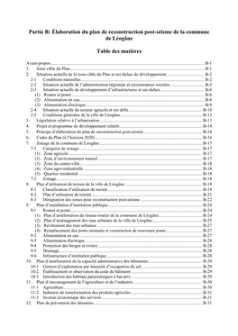 Partie B: Élaboration Du Plan De Reconstruction Post-Séisme De La Commune De Léogâne Table Des Matières